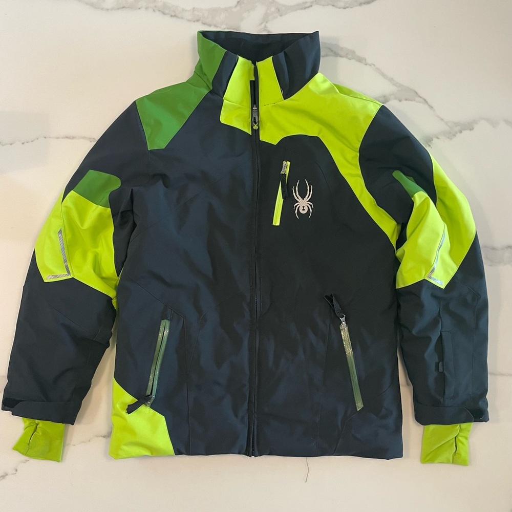 Spyder Kids' Neon Green and Black Ski / snowboard Jacket and pants.